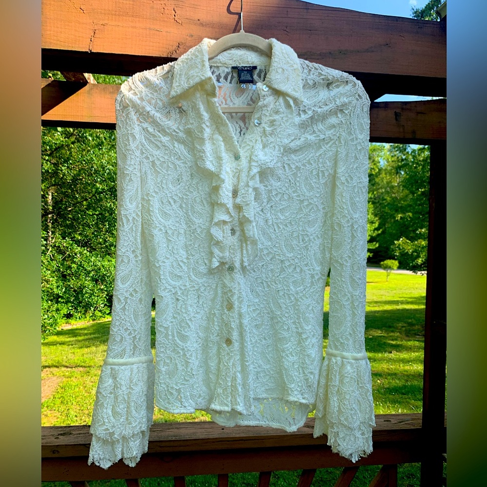 Victorian Style Lace Button-up Top